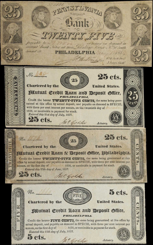 Lot of (4) Philadelphia, Pennsylvania. Mutual Credit Loan & Deposit Office & Pen...