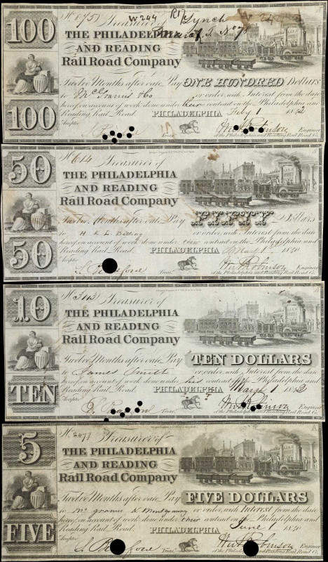 Lot of (4) Philadelphia, Pennsylvania. Philadelphia and Reading Rail Road Compan...