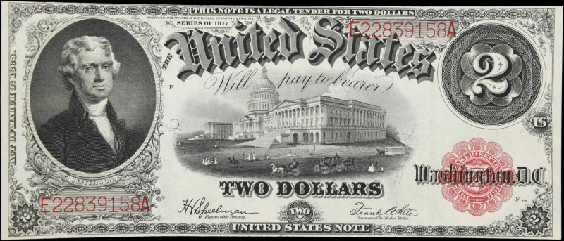 Fr. 60. 1917 $2 Legal Tender Note. Very Fine.
Continuing with an aesthetic trad...