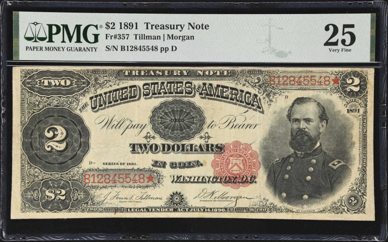 Fr. 357. 1891 $2 Treasury Note. PMG Very Fine 25.
This always popular Coin Note...