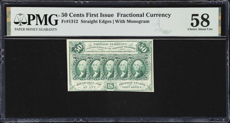 Fr. 1312. 50 Cents. First Issue. PMG Choice About Uncirculated 58.
A lightly ci...