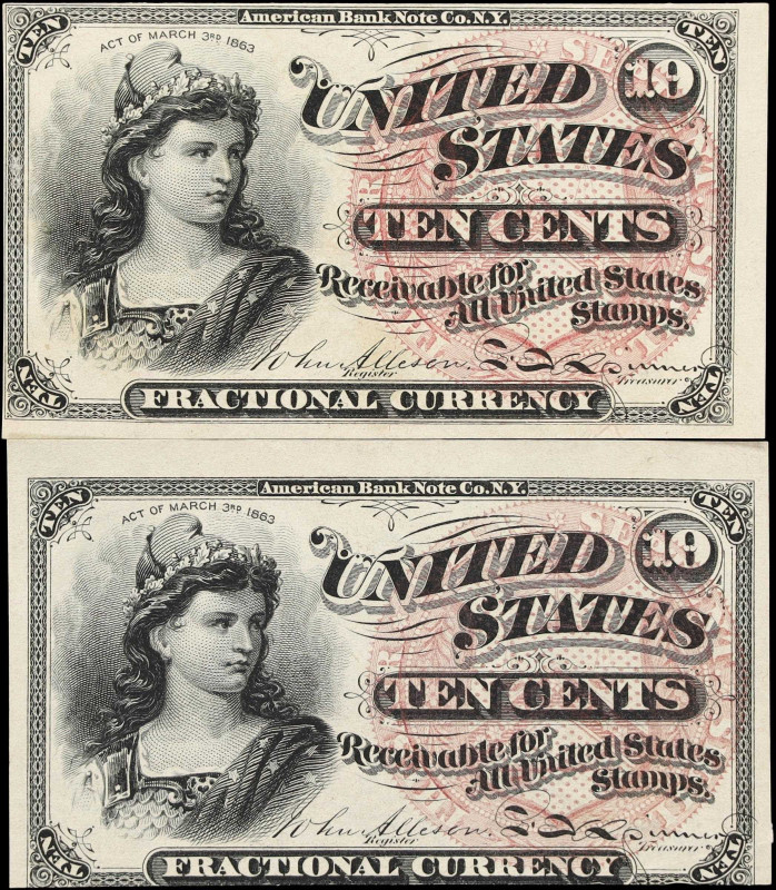 Lot of (2) Fr. 1257 & 1258. 10 Cents. Fourth Issue. Choice Uncirculated.
A pair...