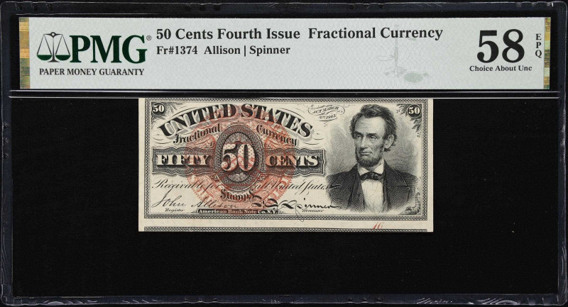 Fr. 1374. 50 Cents. Fourth Issue. PMG Choice About Uncirculated 58 EPQ.
Tantali...