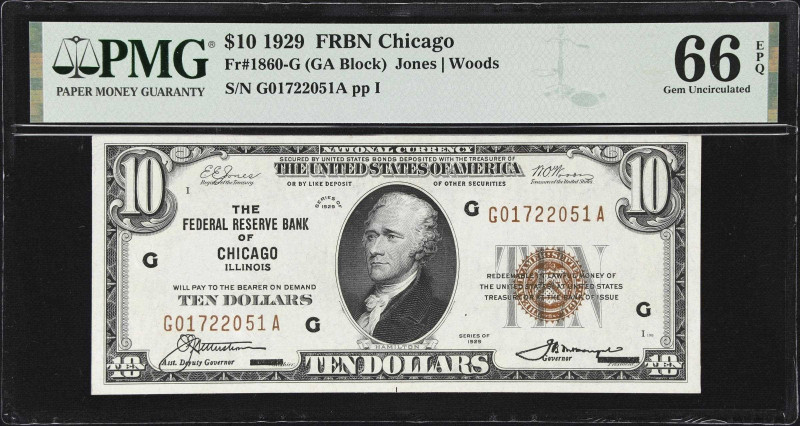 Fr. 1860-G. 1929 $10 Federal Reserve Bank Note. Chicago. PMG Gem Uncirculated 66...