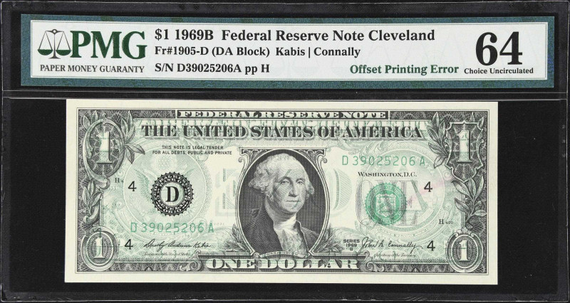 Fr. 1905-D. 1969B $1 Federal Reserve Note. Cleveland. PMG Choice Uncirculated 64...