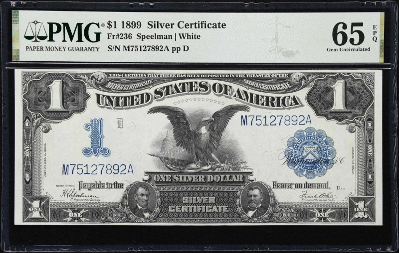 Fr. 236. 1899 $1 Silver Certificate. PMG Gem Uncirculated 65 EPQ.
A Gem Uncircu...