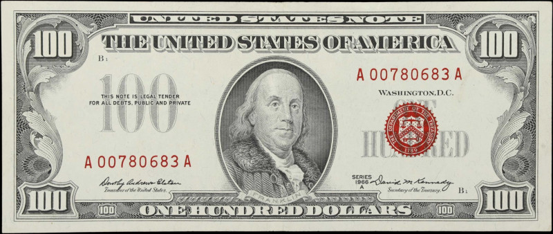 Fr. 1551. 1966A $100 Legal Tender Note. Extremely Fine to About Uncirculated.
A...