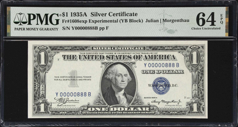 Fr. 1608exp. 1935A $1 Silver Certificate. Experimental. PMG Choice Uncirculated ...