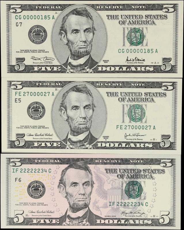 Lot of (7) Fr. 1984-E, 1988-G, 1991-E, 1993-F & 1994-L. 1995-2009 $5 Federal Res...