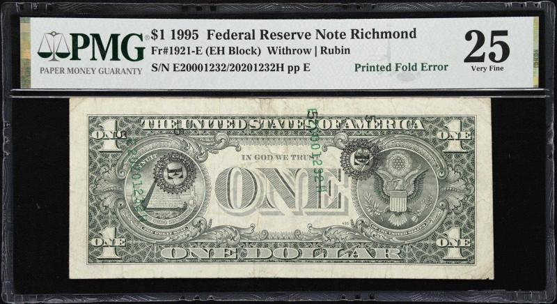 Fr. 1921-E. 1995 $1 Federal Reserve Note. Richmond. PMG Very Fine 25. Printed Fo...