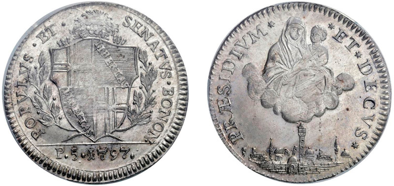 GOVERNO POPOLARE DI BOLOGNA (1796-1797) - 1/2 scudo da 5 Paoli, 1797
Argento - ...