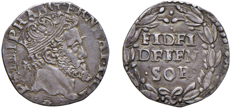 NAPOLI - FILIPPO II (1554-1598) - Carlino, s.d., IBR
Argento - 2,52 gr. - Diam....