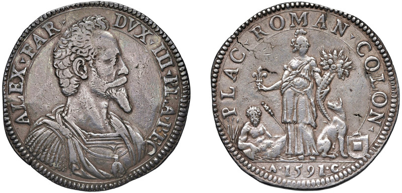 PIACENZA - ALESSANDRO FARNESE (1586-1592) - Scudo 1591
Argento - 31,76 gr.
Dri...