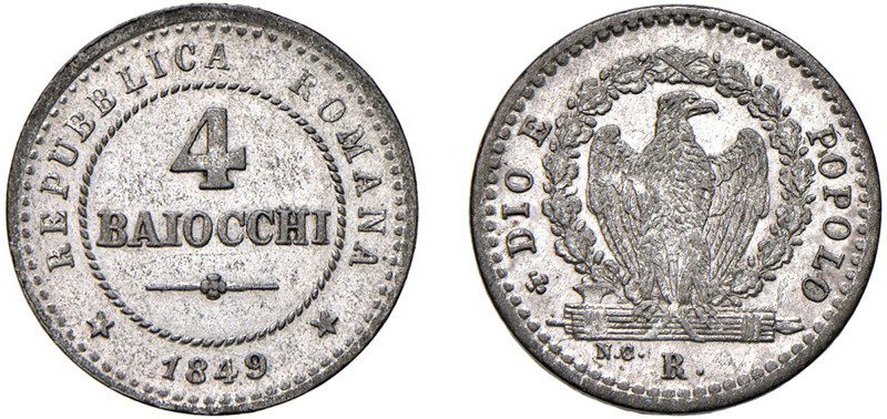 ROMA - SECONDA REPUBBLICA ROMANA (1848-1849) - 4 baiocchi 1849
Mistura - 2,00 g...