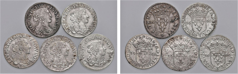 TASSAROLO e FOSDINOVO - Lotto multiplo di 5 luigini 1666: 4 della zecca di Tassa...