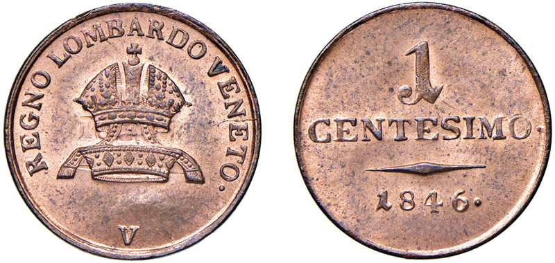 VENEZIA - FERDINANDO I (1835-1848) - Centesimo 1846
Rame - 1,76 gr.
Dritto: Co...