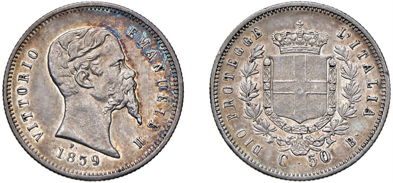 VITTORIO EMANUELE II, Re Eletto (1859-1861) - 50 centesimi 1859, Bologna
Argent...