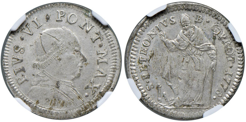 Bologna - Pio VI (1775-1799) Muraiola da 4 Baiocchi 1778 - D/ PIVS VI PONT MAX, ...