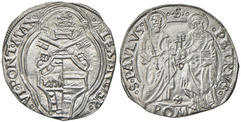 Roma - Alessandro VI (1492-1503) Grosso - D/ ALEXANDER - VI PONT MAX, stemma sor...