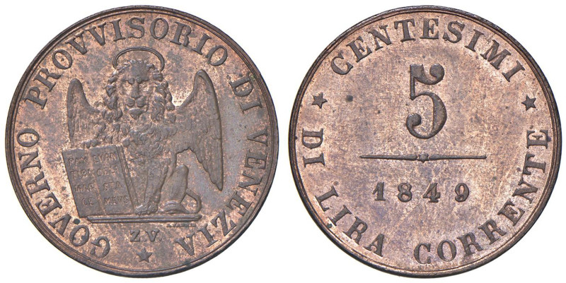 Venezia - Governo Provvisorio (1848-1849) 5 Centesimi 1849 - D/ GOVERNO PROVVISO...