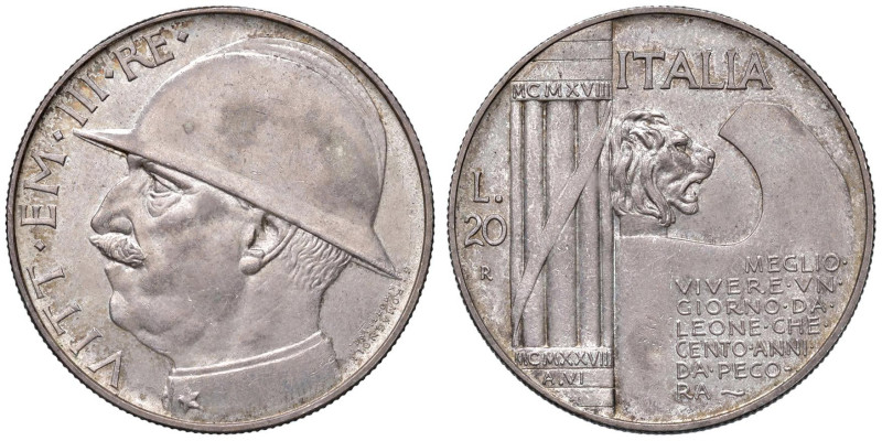 Vittorio Emanuele III (1900-1946) 20 Lire 1928 Elmetto - MIR 1129a Gig. 44 Ag 20...