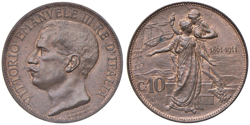 Vittorio Emanuele III (1900-1946) 10 Centesimi 1911 Cinquantenario - MIR 1157a G...