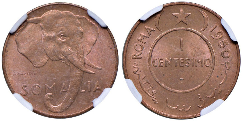 Repubblica Italiana - Afis (1950-1960) Centesimo 1950 - Gig. 5 Cu • In slab NGC ...