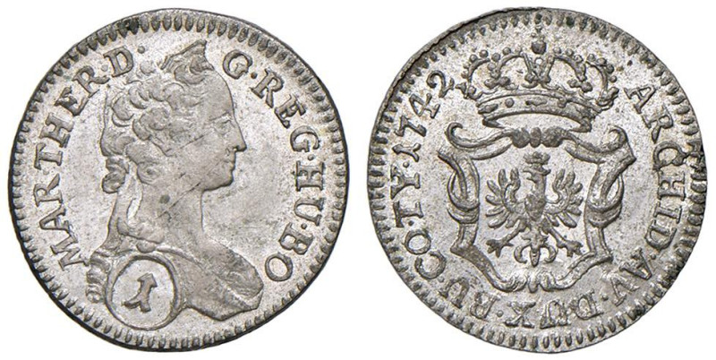 Austria - Imperatrice Maria Theresia (1740-1780) Kreuzer 1742 Hall - Frühw. 685k...