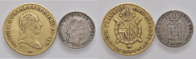 Lombardo Veneto - Insieme di 2 monete. Giuseppe II d'Asburgo Mezza sovrana 1789 Milano e Ferdinando I d'Asburgo 1/4 di Lira 1837 Venezia • molto rare....
