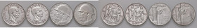 Savoia - Vittorio Emanuele III. Insieme di 4 monete da 20 Lire, 1927 e 1928 Littore e 1928 Elmetto.

 

Come da foto