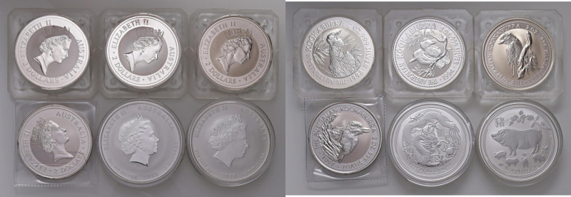 Australia - Insieme di 6 monete da 2 Dollari 1992, 1994, 1995, 1997 Kookaburra e...