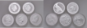Australia - Insieme di 5 monete da 1 Dollar 2017, 2018, 2019 Wedge Tailed Eagle, 2019 Emu, 2018 Tiger and Dragon.

 

Come da foto
