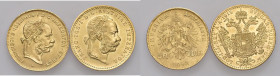 Austria - Franz Joseph I. Insieme di 2 monete, 10 Corone 1892 Restrike e Ducato 1915 Restrike.

 

Come da foto
