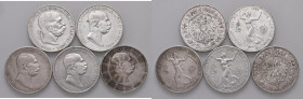Austria - Franz Joseph I. Insieme di cinque monete da 5 Corone, 1900, 1908 (3), 1909.

 

Come da foto