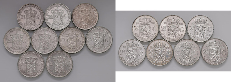 Olanda - Insieme di 16 monete da 2,5 Gulden, 1929, 1930, 1931, 1932, 1933, 1937,...