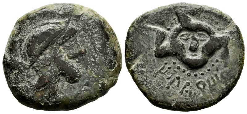 Iliberri. Unit. 150-20 BC. Granada. (Abh-1506). (Acip-2286). (C-2). Anv.: Helmet...