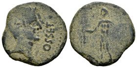Osset. Unit. 120-20 BC. San Juan de Aznalfarache (Sevilla). (Abh-1949). (Acip-2470). Anv.: Head of Augustus? right, OSSET before. Rev.: Genius standin...