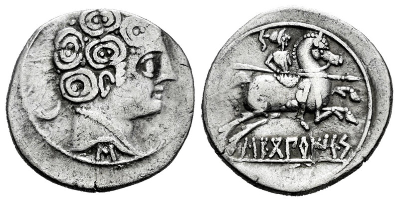 Sekobirikes. Denarius. 120-30 BC. Saelices (Cuenca). (Abh-2168). (MIB-125/01). A...