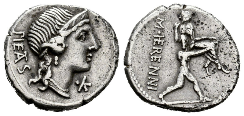 Herennius. Marcus Herennius. Denarius. 108-107 BC. South of Italy. (Ffc-743). (C...