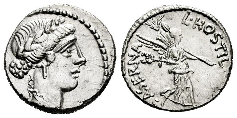 Hostilius. L. Hostilius Saserna. Denarius. 48 BC. Rome. (Ffc-757). (Craw-448/1a)...