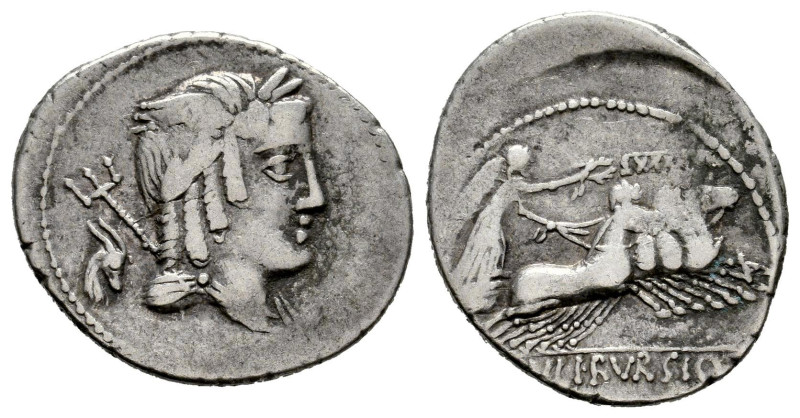 Julius. L. Julius Bursio. Denarius. 85 BC. Auxiliary mint of Rome. (Ffc-768). (C...