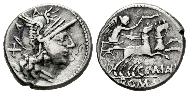 Maianius. C. Maianius. Fourée Denarius. 153 BC. Rome. (Ffc-832 similar). (Craw-2...