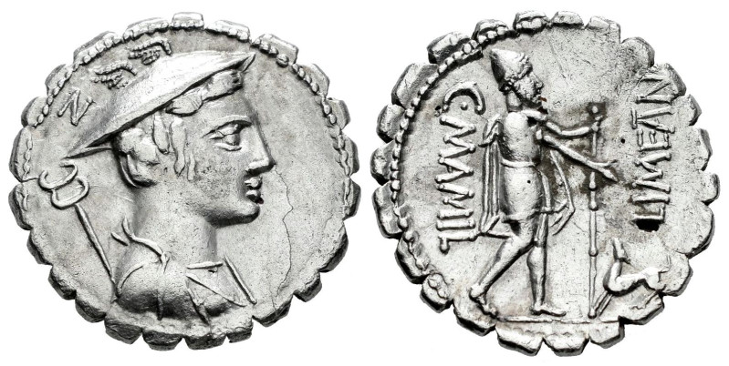 Mamilius. C. Mamilius Limetanus. Fourée Denarius. 82 BC. Auxiliary mint of Rome....