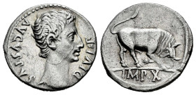 Augustus. Denarius. 15-13 BC. Lugdunum. (Ffc-108). (Ric-167a). (Cal-826). Anv.: AVGVSTVS DIVI. F. bare head of Augustus right. Rev.: IMP. X. in exergu...