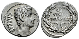 Augustus. Denarius. 19 BC. Colonia Patricia (Córdoba). (Ric-77a). (Bmcre-378/80). (Rsc-208). Anv.: CAESAR AVGVSTVS bare head of Augustus right. Rev.: ...