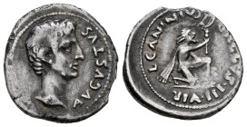 Augustus. L. Caninius Gallus. Denarius. 12 BC. Rome. (Ffc-245). (Ric-I 416). (Bmcre-127). Anv.: AVGVSTVS bare head of Augustus right. Rev.: L. CANINIV...