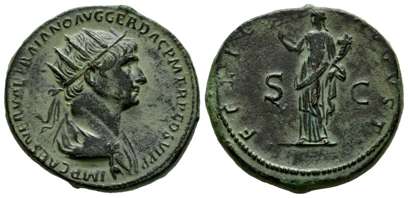 Trajan. Dupondius. 113 AD. Rome. (Ric-626). (Ch-146). Anv.: IMP CAES NERVAE TRAI...