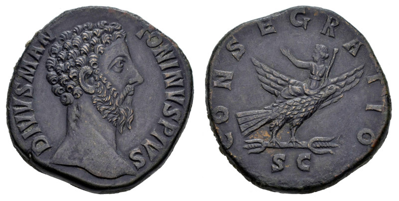 Divus Marcus Aurelius. Sestertius. 180 AD. Rome. (Ric-III 654). (Bmcre-385). Anv...