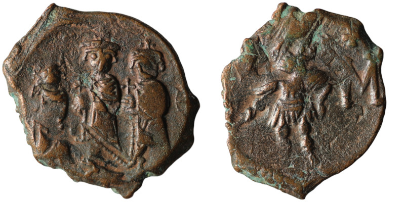 Constans II, with Constantine IV, Heraclius, and Tiberius (AD 641-668).Constanti...