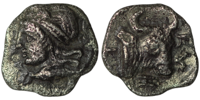 MYSIA. Kyzikos. (450-400 BC)
AR Hemiobol (10mm, 0,34g)